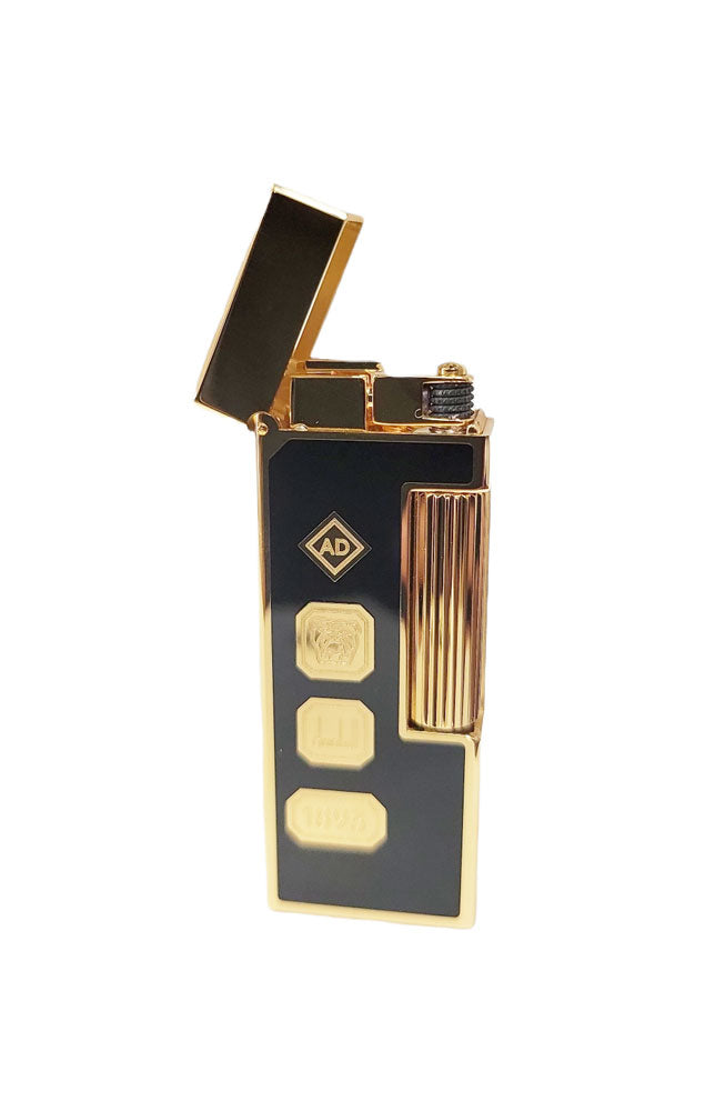 Dunhill Rollagas Black Lacquer Hallmark Cigar Lighter - Premium Luxury Windproof Flame for Cigars, Cigarettes & Pipe Smoking - Perfect for Gifts, Collectors & Smoking Enthusiasts