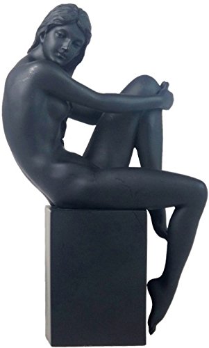 7.5 Inch Nude Female Statue Figurine Sitting on Plinth - Elegant Black Sculpture for Home Decor, Office Display, and Art Collection | Perfect for Living Room, Study, or Gift Giving