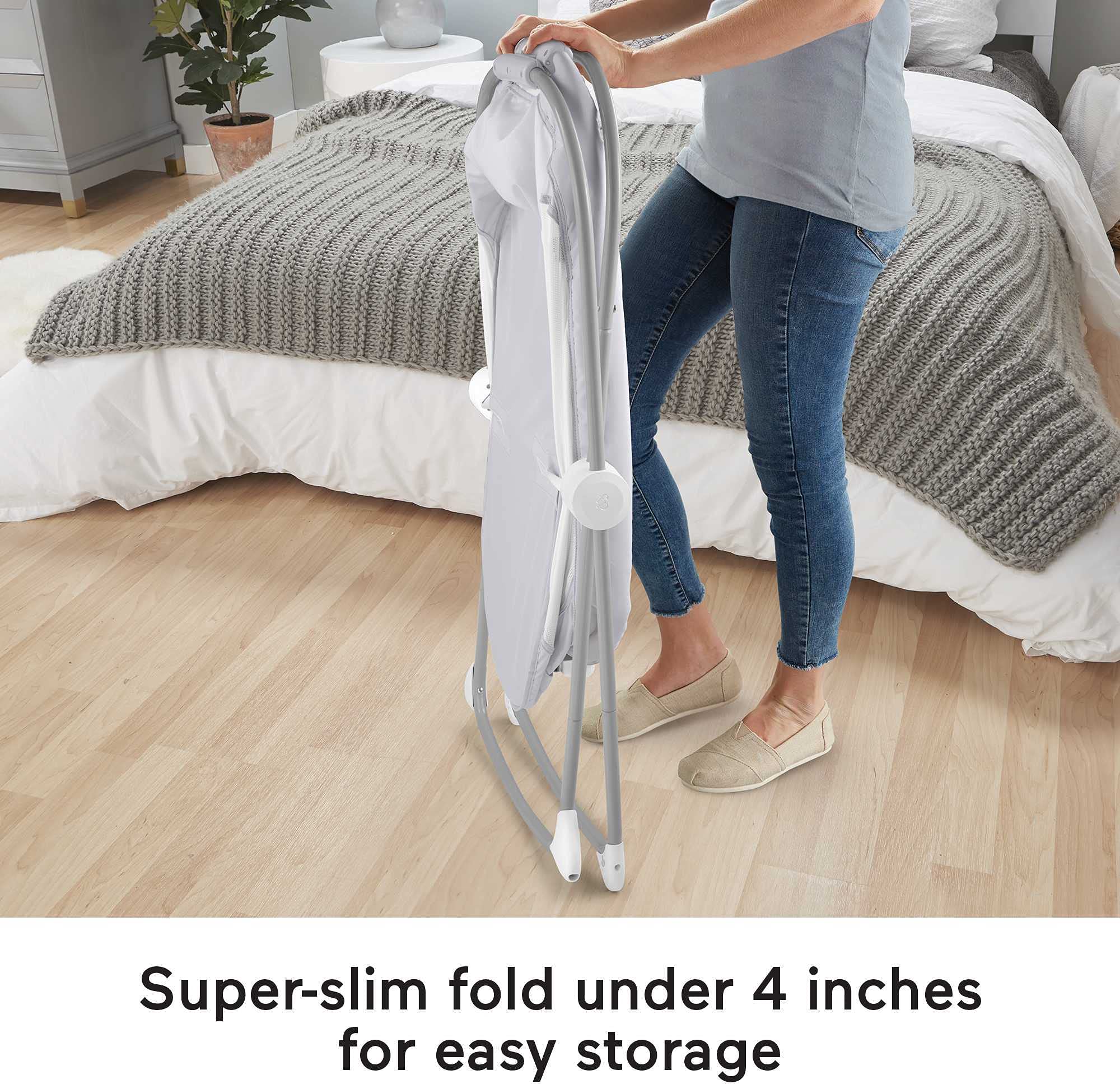 Fisher-Price Portable Baby Crib with Mesh Sides - Soothing View Bassinet, Slim Fold Design for Travel & Home Use - Safe Sleep Space for Newborns 0+ Months (Climbing Leaves Pattern) | Perfect for Nursery, Bedroom & On-The-Go Parenting