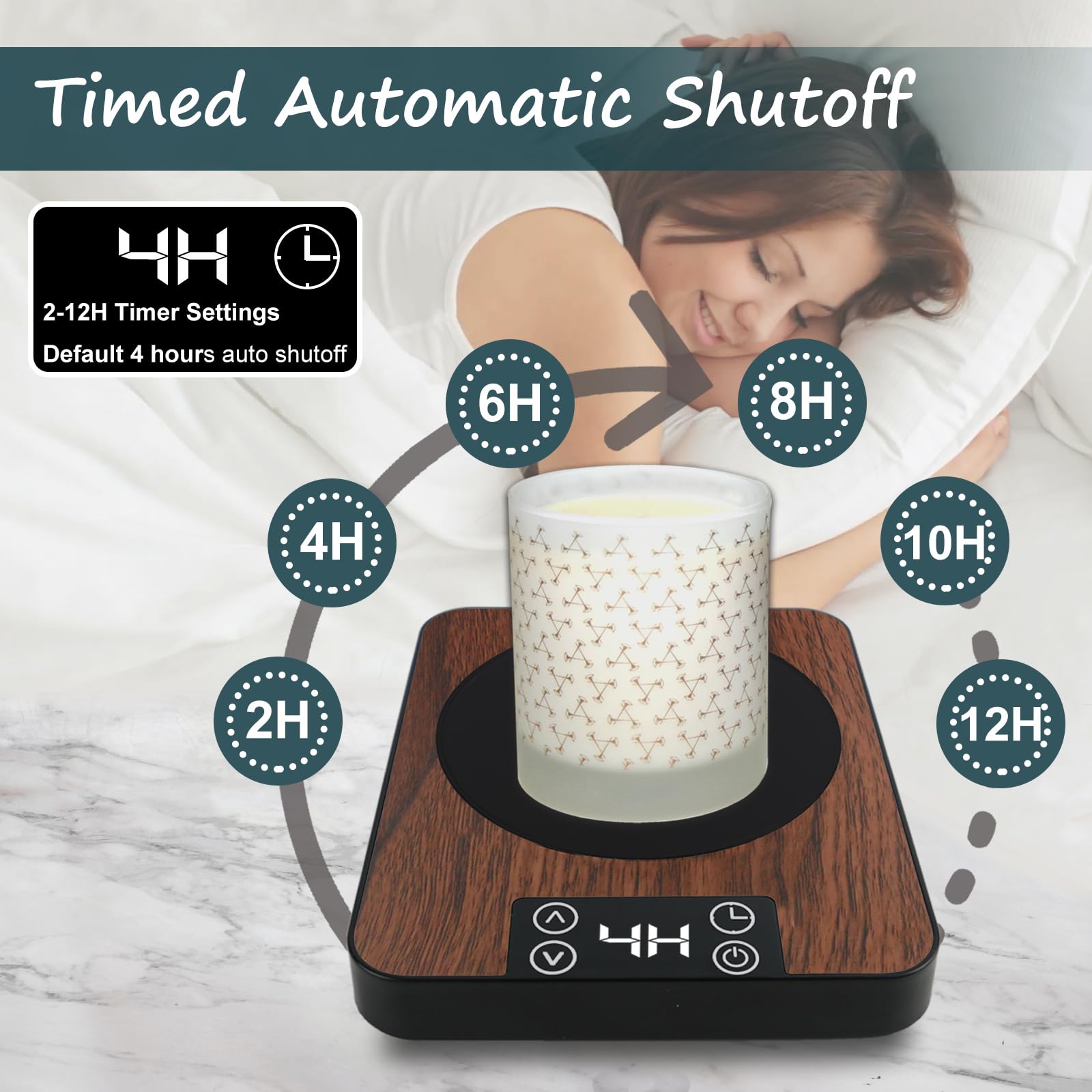 Smart Electric Coffee Mug Warmer with Timer & Auto Shut Off - Wax Candle Warmer Plate for Desk - Perfect for Office, Home & Gifts (Black)