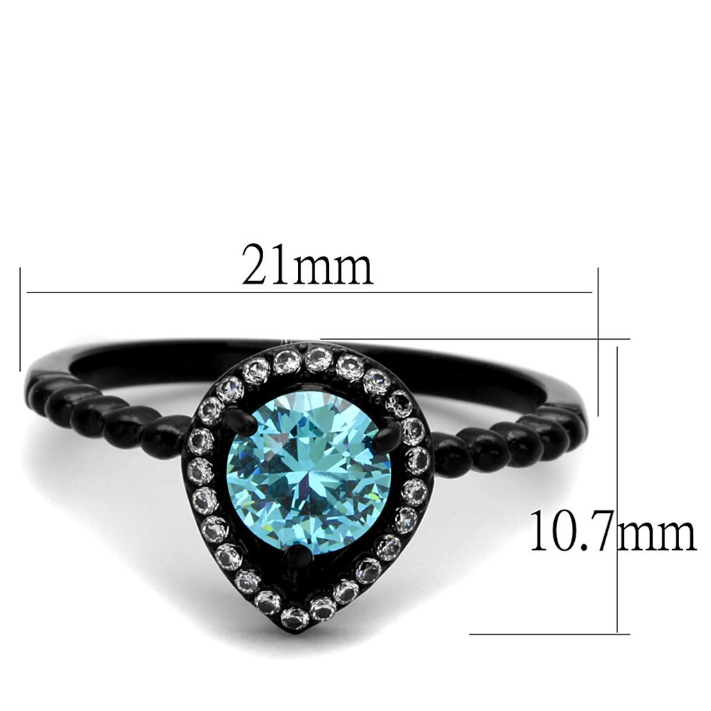 Sea Blue Cubic Zirconia Engagement Ring for Women - Size 5-10 - Perfect for Proposals & Anniversaries
