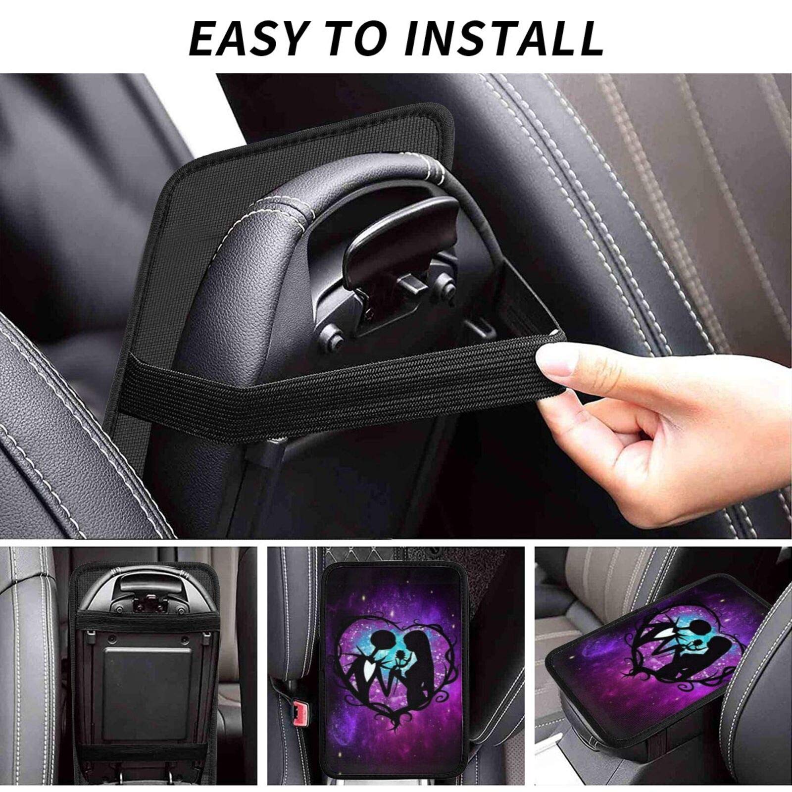 Universal Auto Center Console Pad - The Nightmare Before Christmas Car Armrest Cushion Cover Protector for Most Vehicles, SUVs & Trucks | Comfortable Accessory for Long Drives & Road Trips