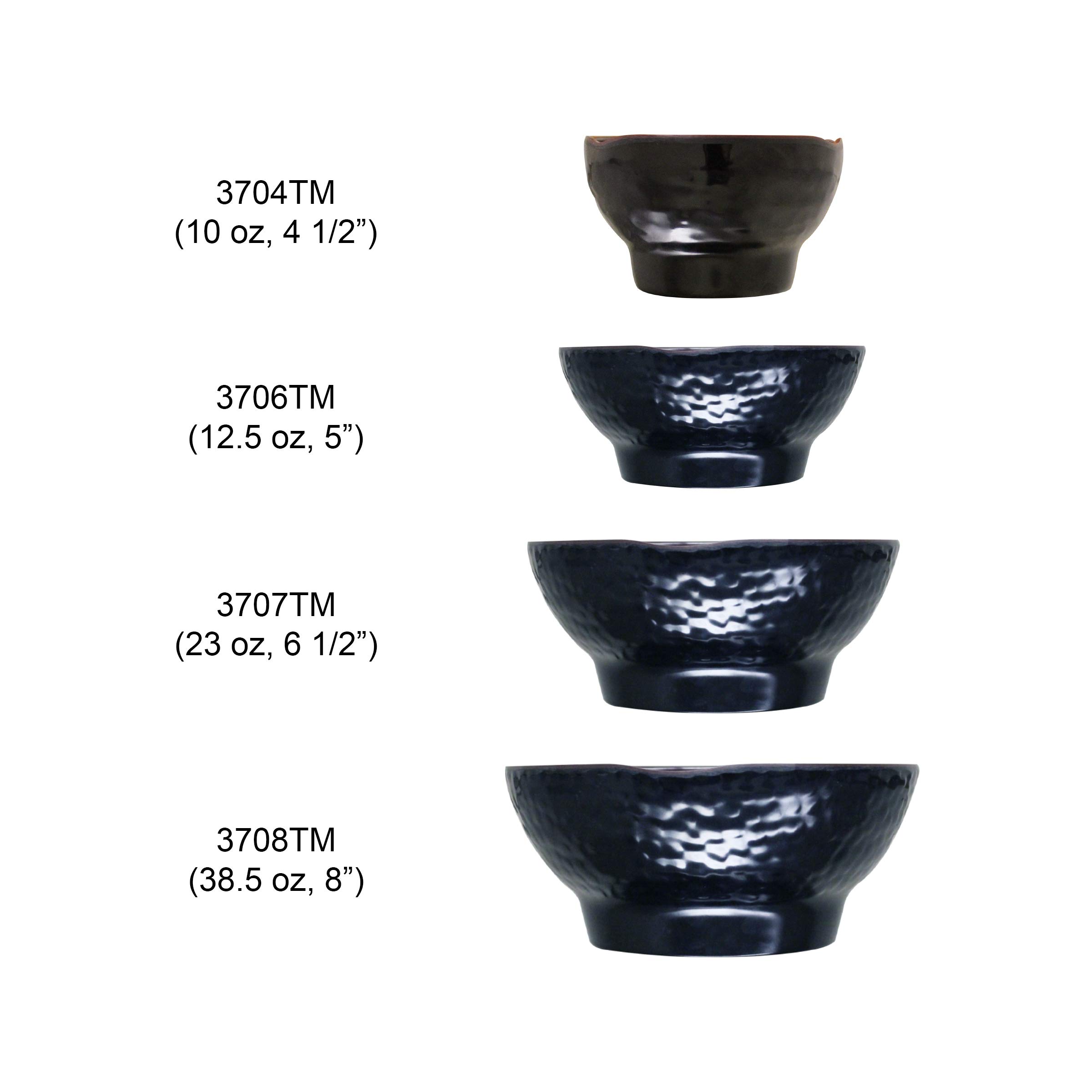 Thunder Group Tenmoku Melamine Dinnerware Set - 40oz 8-Inch Wave Soup Bowls (12-Pack) - Durable & Stylish for Restaurants, Catering, Outdoor Dining & Picnics