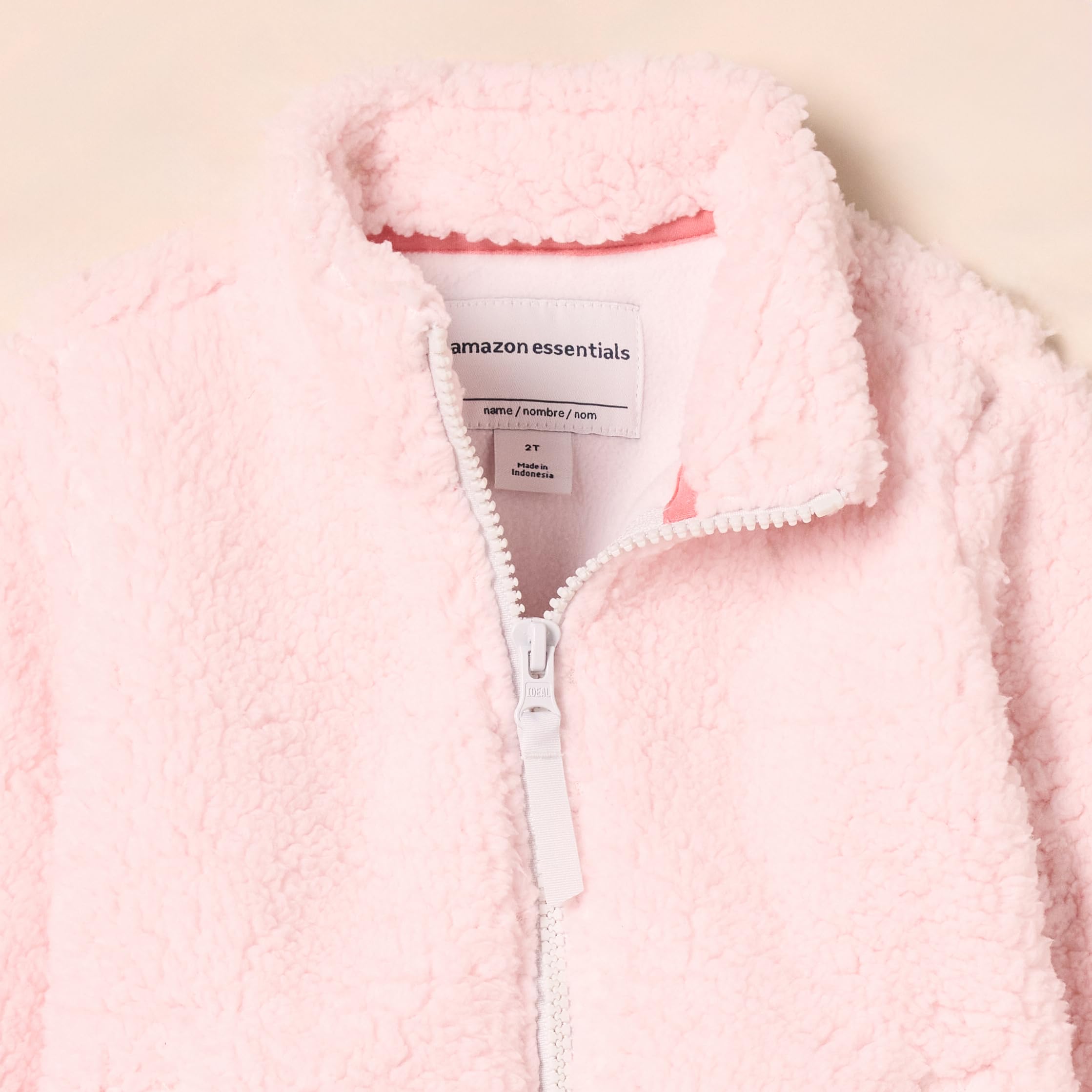 Amazon Essentials Girls & Toddlers' Sherpa Fleece Full-Zip Jacket - Warm Winter Coat for Kids - Perfect for School, Outdoor Play & Cold Weather Activities