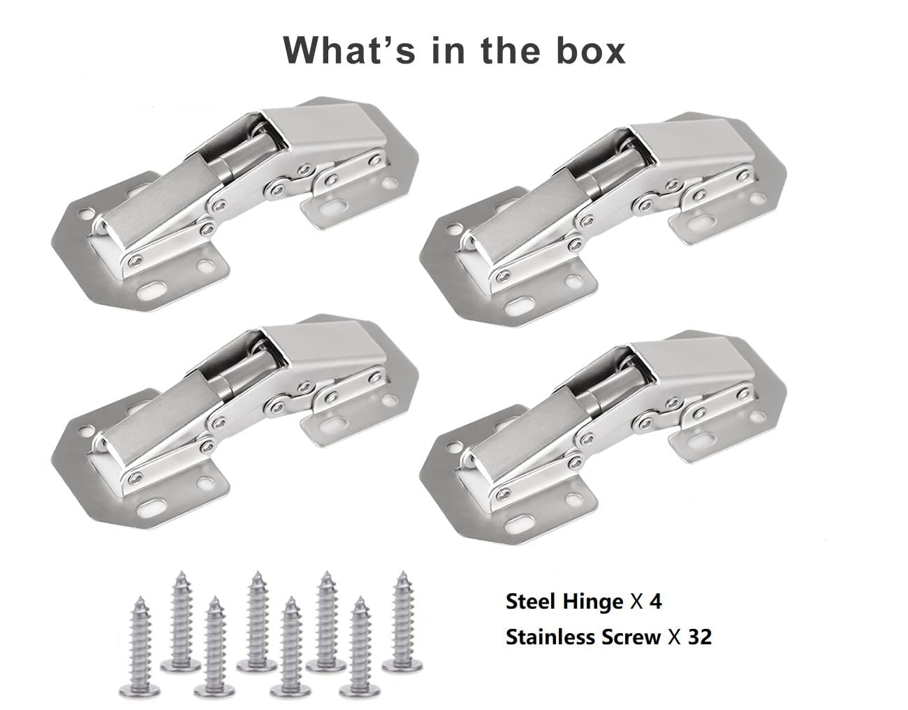 4-Pack Frameless Concealed Cabinet Hinges - Heavy Duty Hidden Hinges for Cabinet Doors, Surface Mount, Soft Close (Ideal for Kitchen Cabinets, Wardrobes & Furniture Installation)