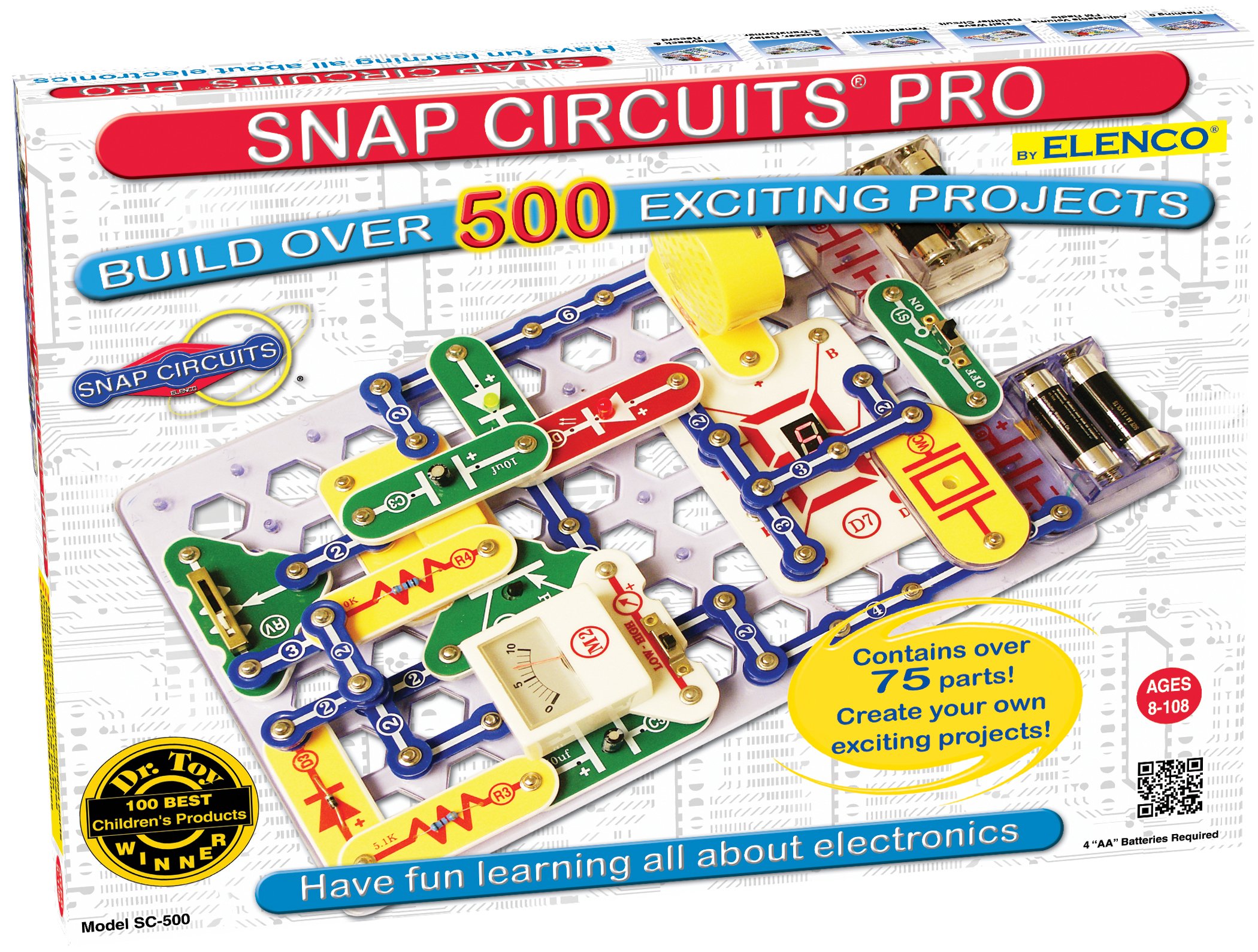 Snap Circuits Pro SC-500 Electronics Exploration Kit with 500+ STEM Projects | Complete Color Manual & 73+ Parts | Educational Science Toy for Kids Ages 8+ | Perfect for Homeschooling & Classroom Learning