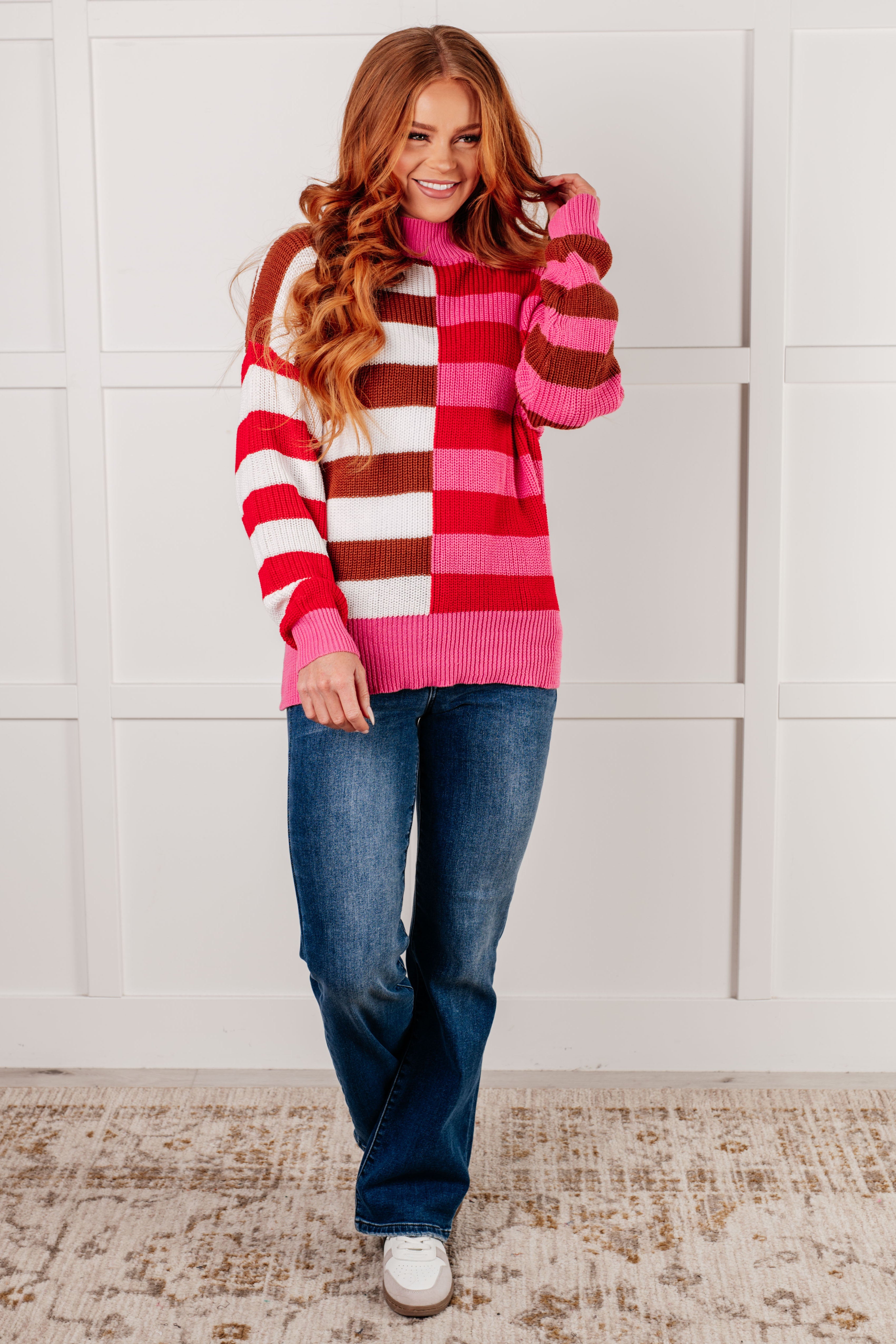 Stylish Color Blocked Stripe Sweater for Women | Trendy Knit Pullover | Perfect for Fall Fashion, Casual Outfits & Office Wear