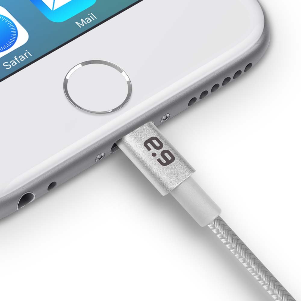 Premium Braided Metallic Lightning Cable for iPhone - 4ft Durable Fast Charging Sync Cord (Silver) | Compatible with iPhone 14/13/12/11/X/8 & More | Home, Office, Car Charging