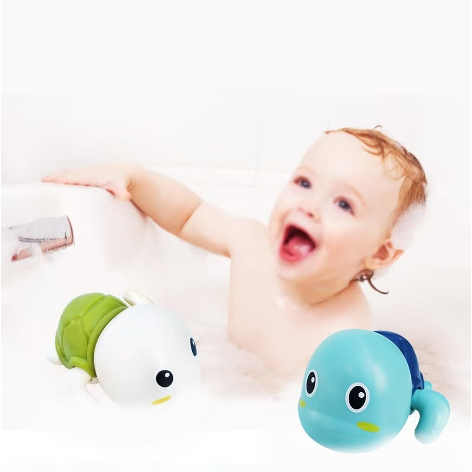 3Pcs Turtle Water Toys for Kids - Fun Shower & Bath Toys for Toddlers 3-5 Years Old, Cute Cartoon Swimming Turtle & Elephant Bathtub Toys - Perfect for Bath Time Play, Pool Parties & Sensory Water Play