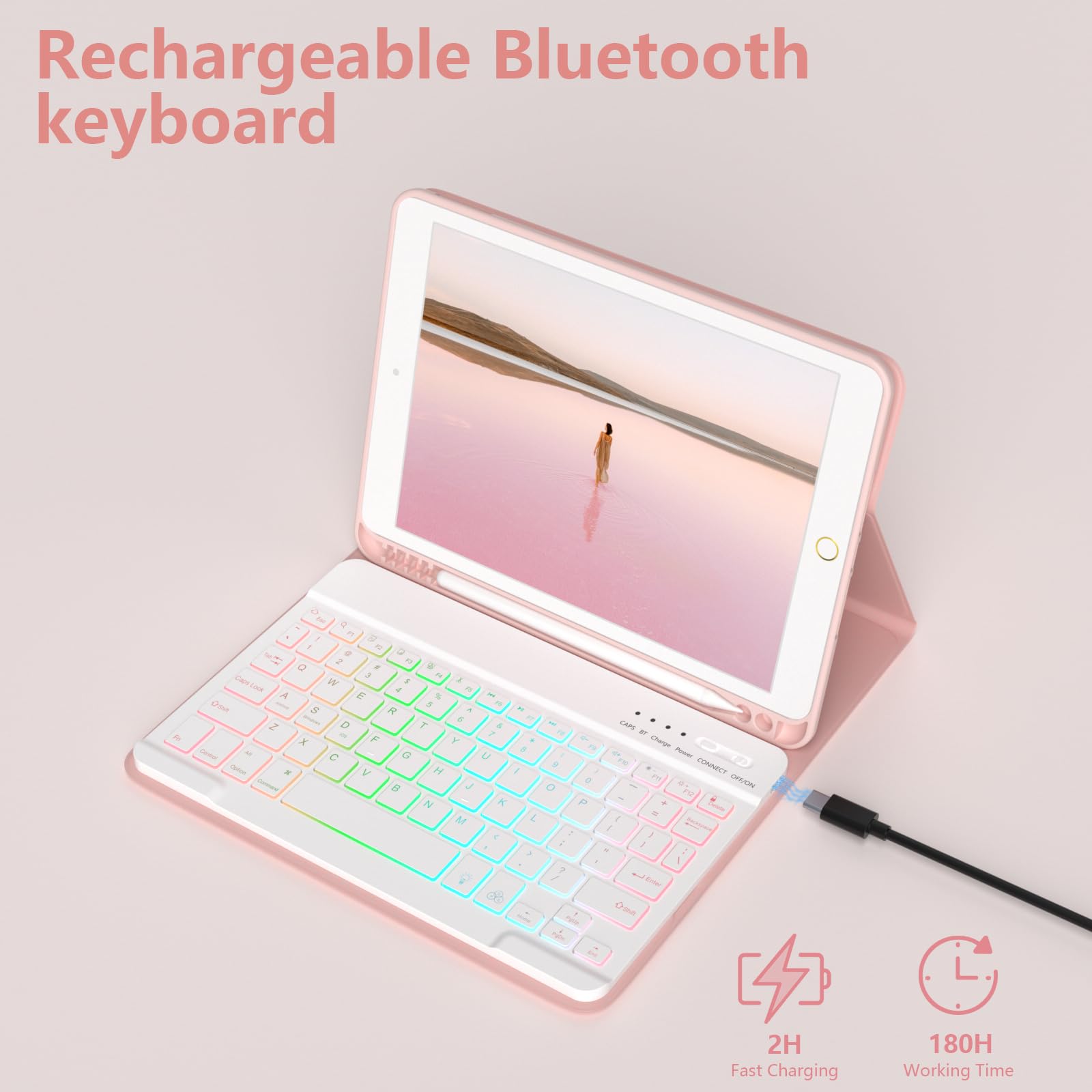 FUWANG 10.2-inch Detachable Backlit Keyboard Case for iPad 9th/8th/7th Gen, iPad Air 3rd Gen & iPad Pro 10.5