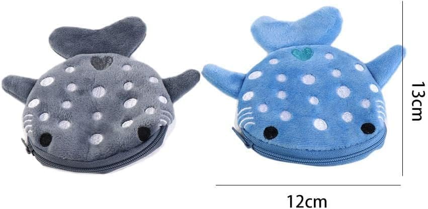 Adorable Blue Shark Plush Wallet for Women - Cute Cartoon Coin Purse, Cosmetic Bag & Key Holder with Zipper | Perfect for Everyday Use, Travel & Gift Giving