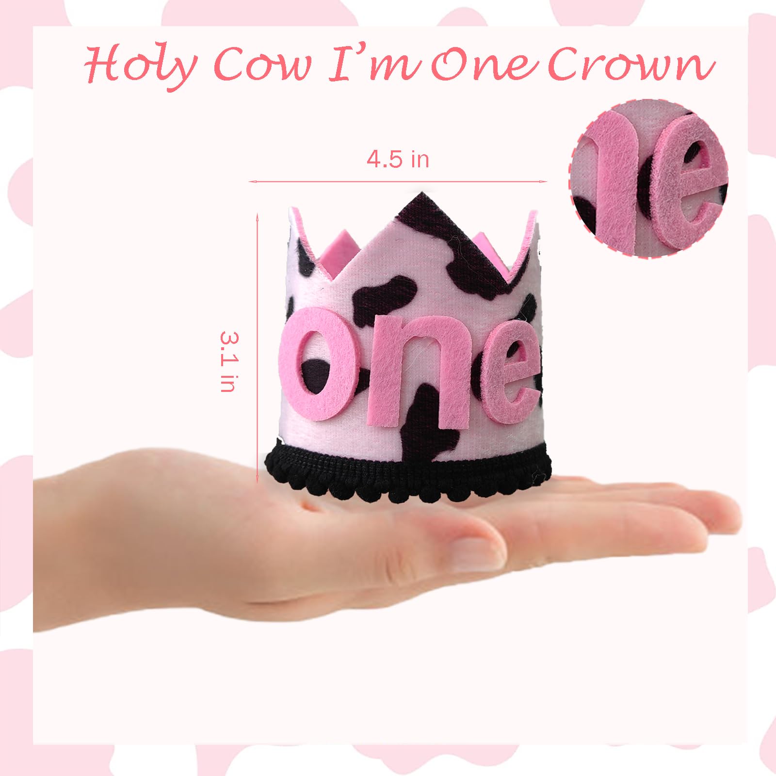 1st Birthday Decorations for Girls - Holy Cow I'm One Cow Print Party Supplies | First Birthday Party Decorations for One Year Old Girls | Perfect for Cow-Themed Birthday Parties, Baby Showers & Milestone Celebrations