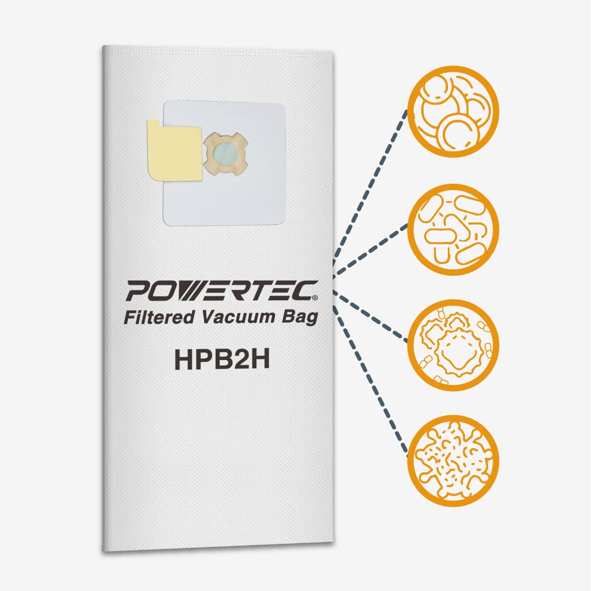 POWERTEC 5-Ply Vacuum Bags 3 Pack - Replacement Filter Bags for AstroVac, Valet & VacuMaid HPB2H/HPB2HPK Central Vacuums - High Efficiency Dust Collection Bags (75046V) - Perfect for Home Cleaning & Central Vacuum System Maintenance