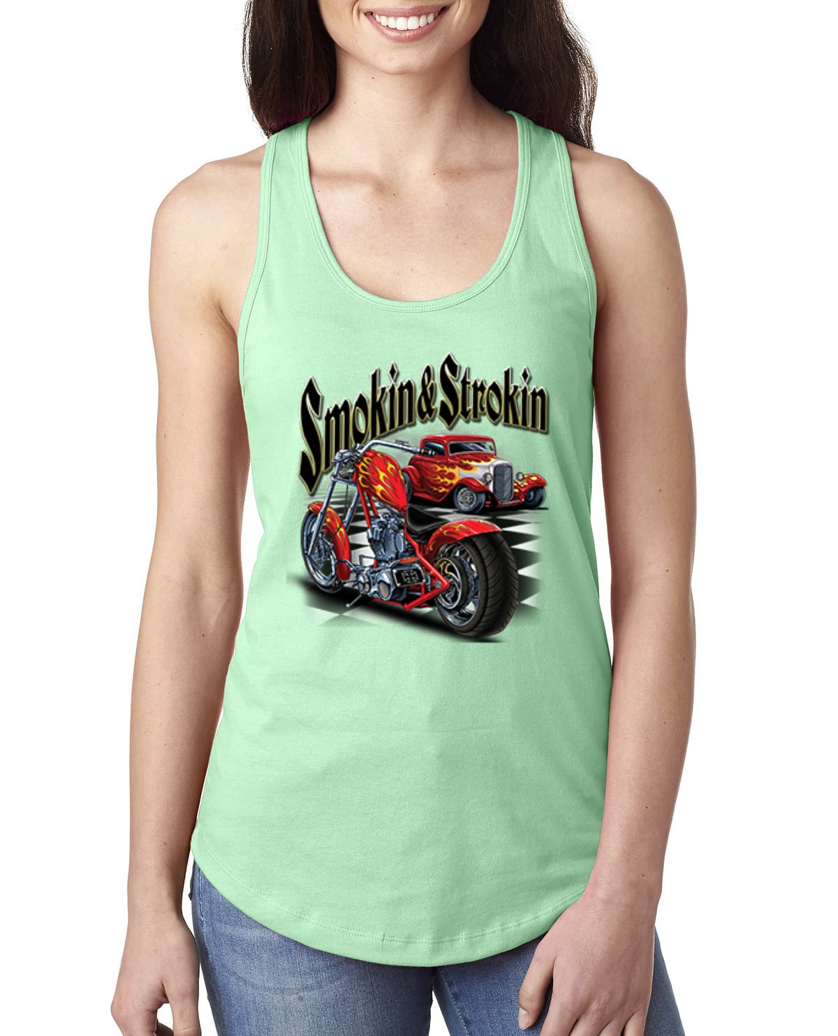 Vintage Red Hot Rod & Motorcycle Racerback Tank Top for Women - Retro Car & Truck Lover's Tee - Perfect for Biker Rallies, Car Shows & Casual Summer Outfits
