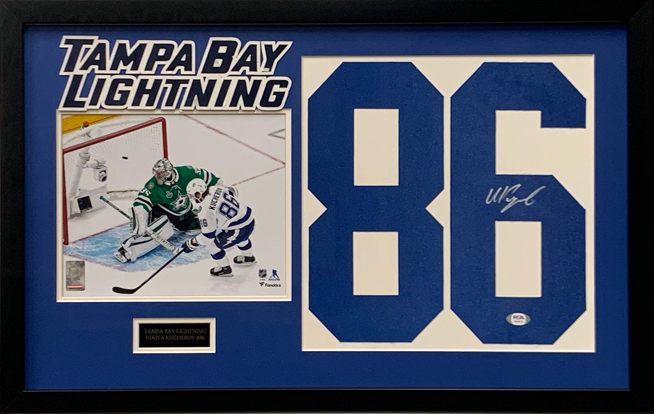 Authentic Nikita Kucherov Signed Tampa Bay Lightning Jersey #86 - Framed NHL Memorabilia with PSA COA - Perfect for Sports Collectors & Lightning Fans Display