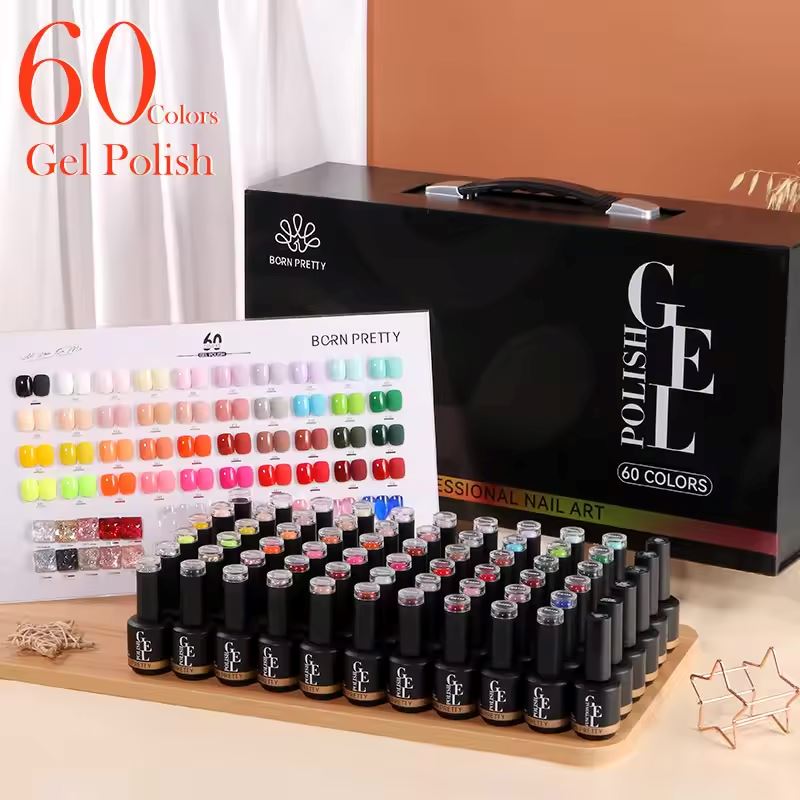Born Pretty 60 Colors Gel Nail Polish Kit - Soak Off LED/UV Lamp Manicure Set for Salon & Home Use, Long Lasting & Chip Resistant Nail Art Design