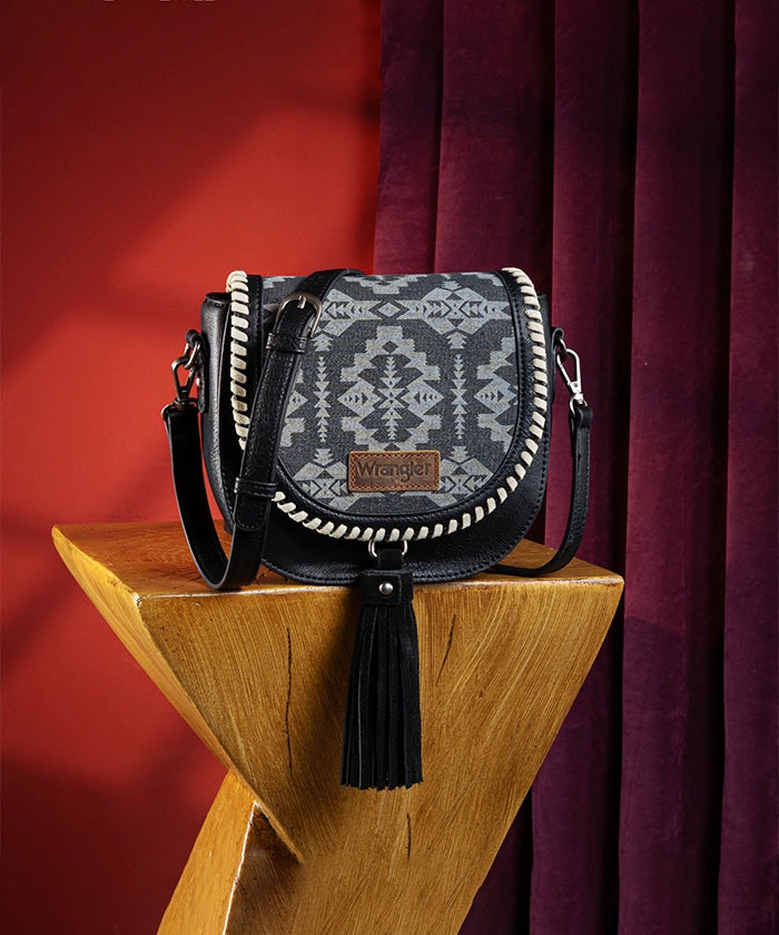 Wrangler Aztec Print Mini Crossbody Purse for Women - Stylish Boho Handbag with Adjustable Strap - Perfect for Travel, Shopping & Everyday Use