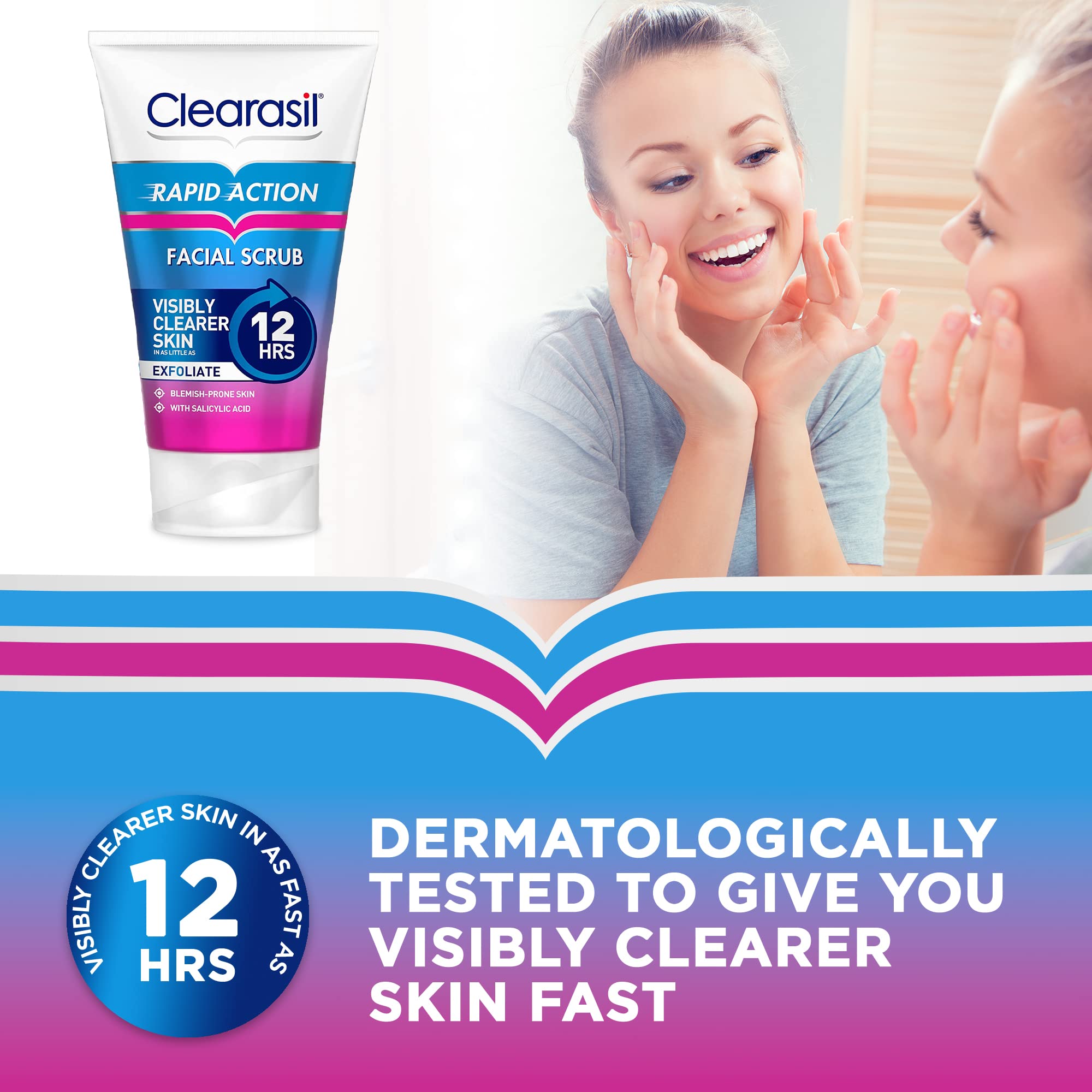 Clearasil Acne & Blackhead Treatment Bundle - Exfoliating Scrub 125ml, Toner 200ml & Gel Wash 150ml | Complete Skincare Routine for Clear Skin | Perfect for Daily Face Wash & Teen Acne Care