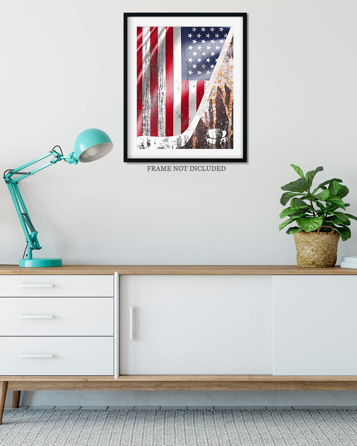 Govivo Ice Hockey USA Flag Wall Art Decor Print - Unframed Hockey Poster Printed on Premium Photo Paper - Perfect for Man Cave, Sports Bar, and Hockey Fan Gifts