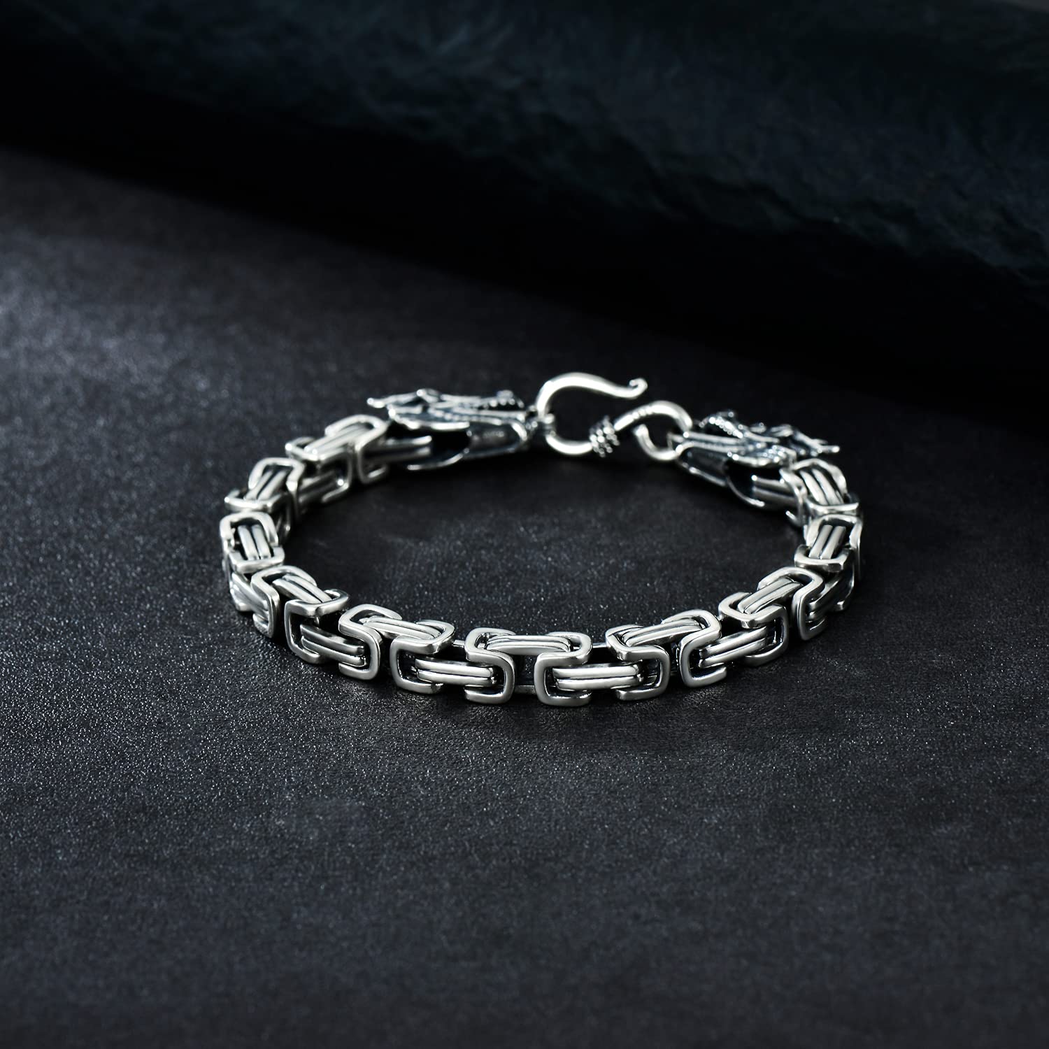 925 Sterling Silver Bracelet for Men & Boys - Matte Finish, Thick & Durable (7-9 Inch Length, 5-7mm Width) - Perfect for Gifts, Everyday Wear & Special Occasions
