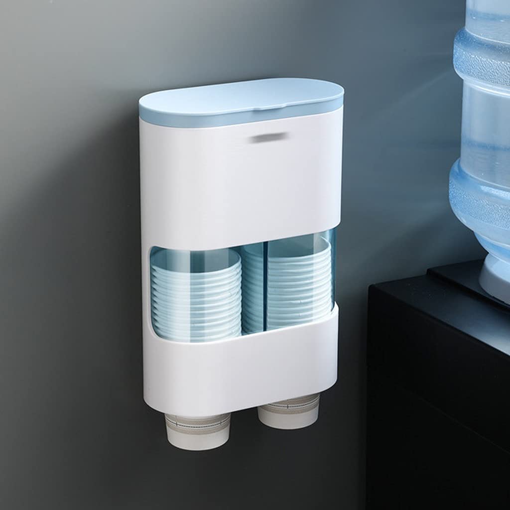 Automatic Cup Dispenser Holder - Punch-Free Wall Mounted Paper Cup Rack for Home & Office Water Dispenser (Blue) - Perfect for Kitchens, Break Rooms, and Restaurants