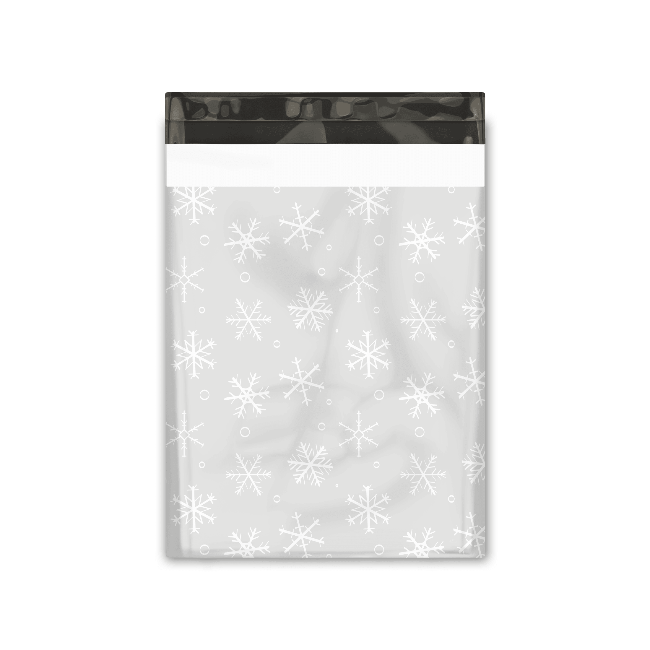 10x13 Inch Gray Winter Snowflakes Printed Poly Mailers - Waterproof Shipping Envelopes for Ecommerce | Perfect for Holiday Gifts, Christmas Packages & Online Store Deliveries
