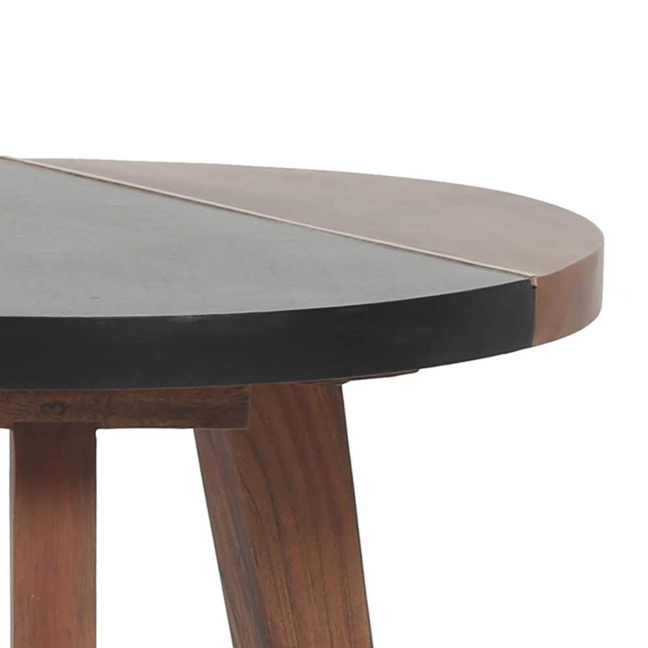 Steve Silver Caspian Slate Round Accent End Table - Natural Matte Finish Side Table for Living Room, Bedroom & Office Decor