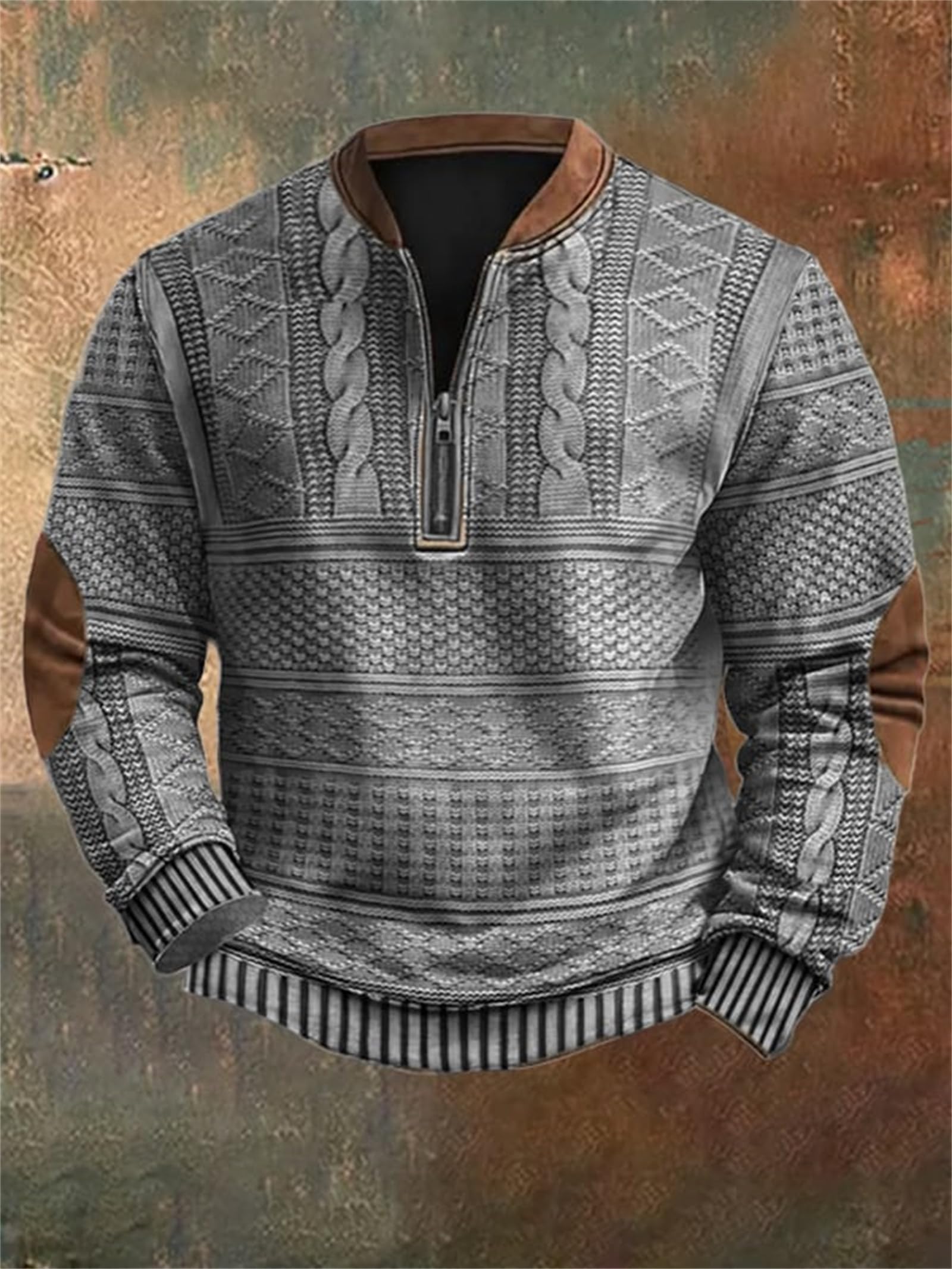 Vintage Print Zip-Up Sweatshirt for Men | Retro Graphic Pullover Hoodie | Whitecloths Life Casual Wear | Perfect for Streetwear, Lounge & Everyday Outfits