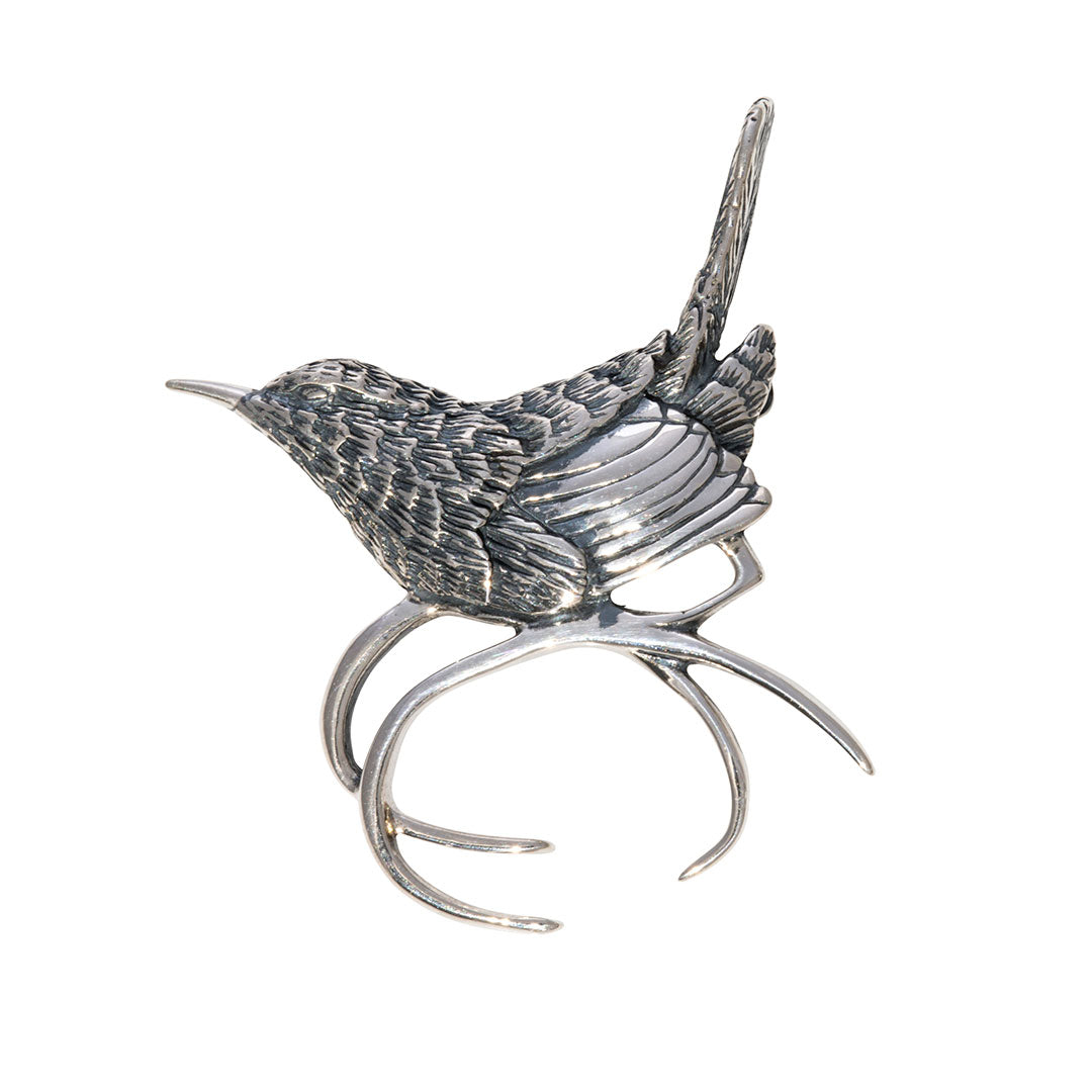 Sterling Silver Carolina Wren Pin & Pendant - Handcrafted Bird Jewelry for Women - Perfect Gift for Nature Lovers & Bird Enthusiasts - Ideal for Casual Wear, Special Occasions & Collectors