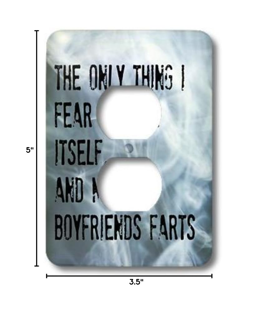 3dRose Funny Light Switch Cover - 'Nothing to Fear But Fear Itself and My Boyfriends Farts' - Decorative Wall Plate for Bedroom, Bathroom, Kitchen - Unique Home Decor Gift Idea