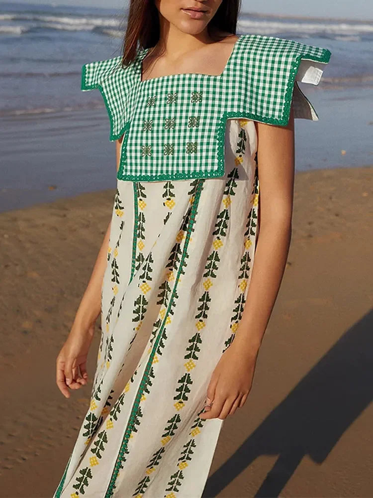 Elegant Women's Loose Midi Dress with Lapel, Flying Sleeves & Tassel Belt - Floral Print O-Neck Party Dress for Spring & Summer Occasions | Perfect for Weddings, Garden Parties & Date Nights