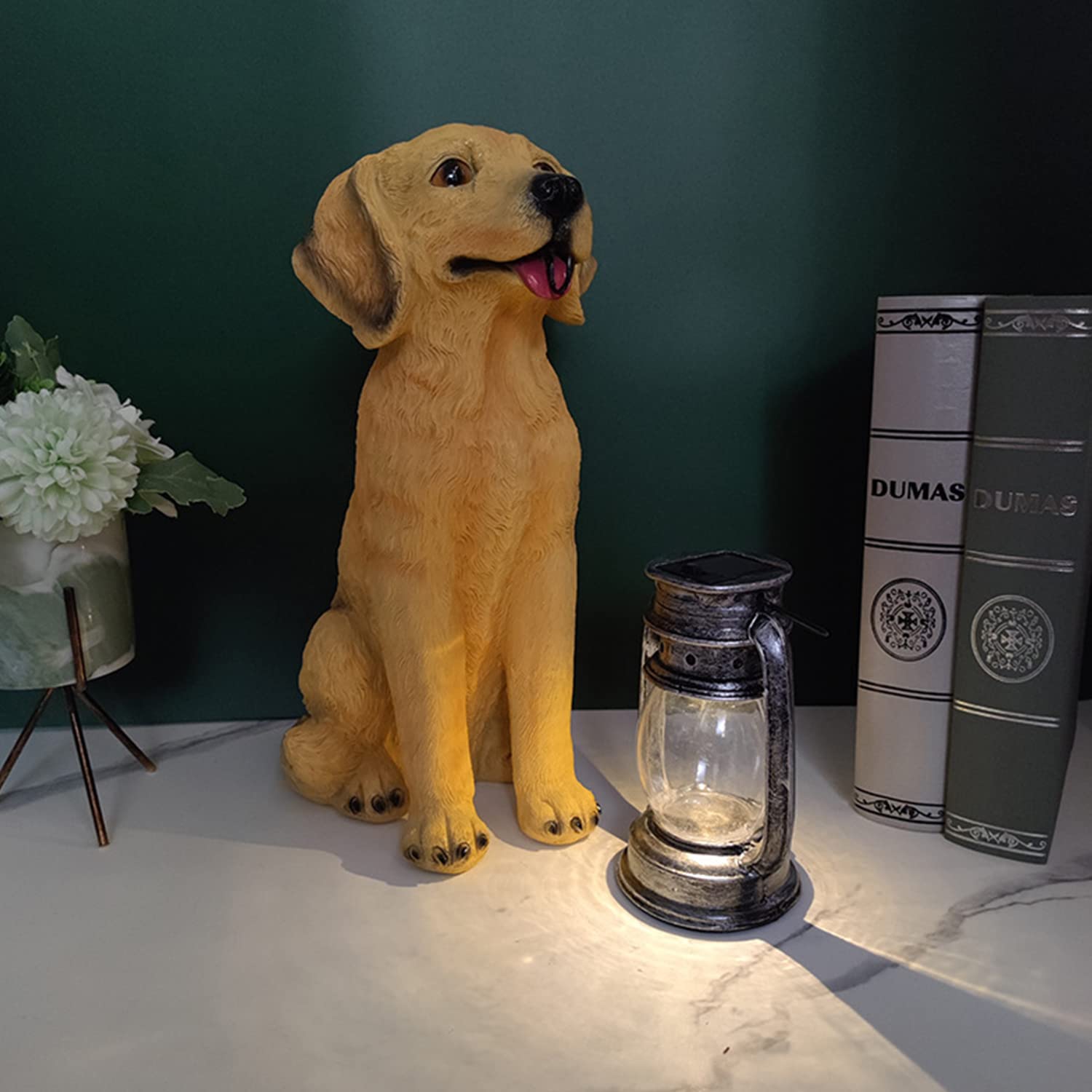 KKVV Solar-Powered Animal Puppy Sculpture - Outdoor Garden Decor Statue with LED Lights for Patio, Lawn & Yard | Perfect for Home, Backyard & Landscape Decoration