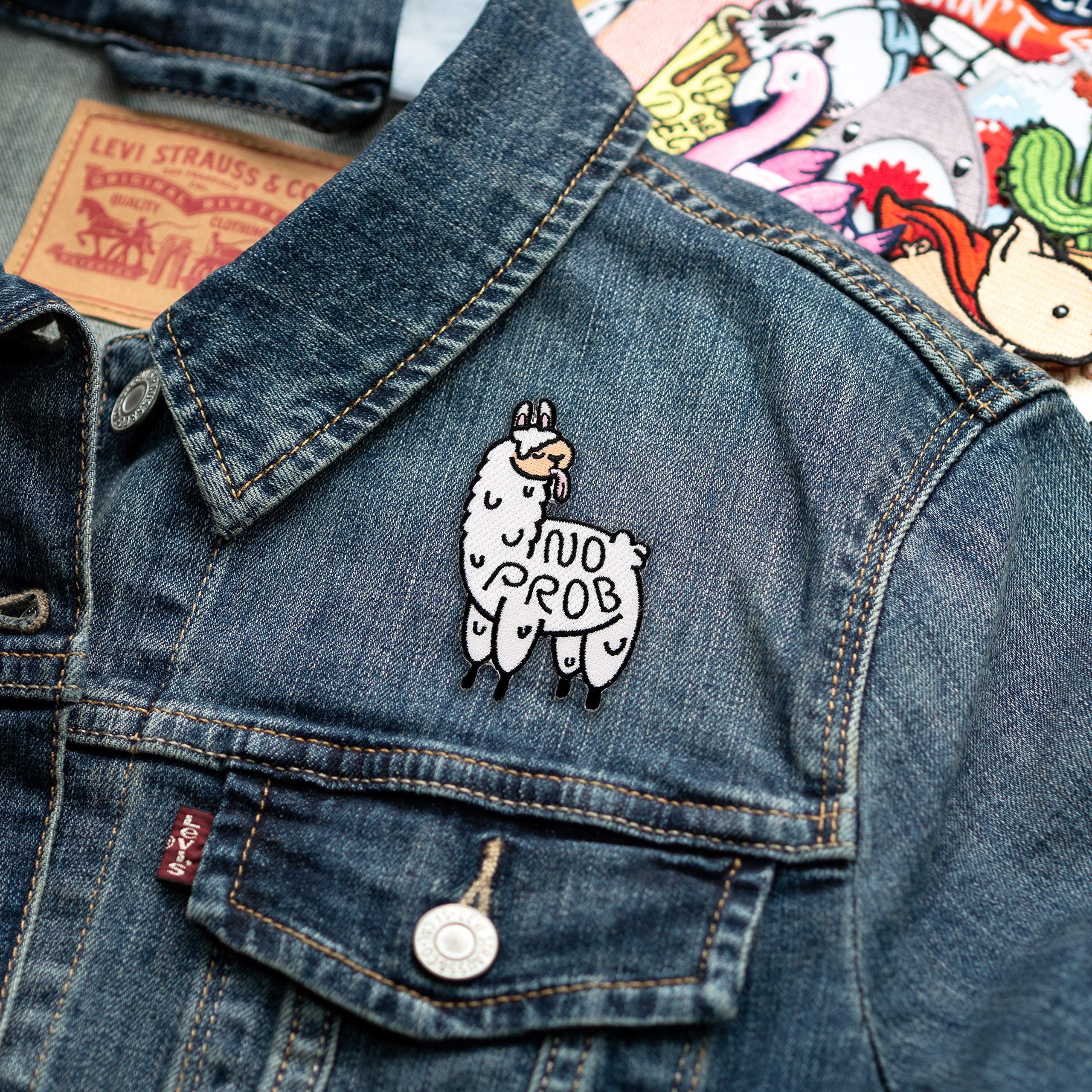 No Prob Llama Embroidered Iron-On Patch for Jackets, Bags & DIY Crafts - Fun & Durable Sew-On Applique for Clothing Customization
