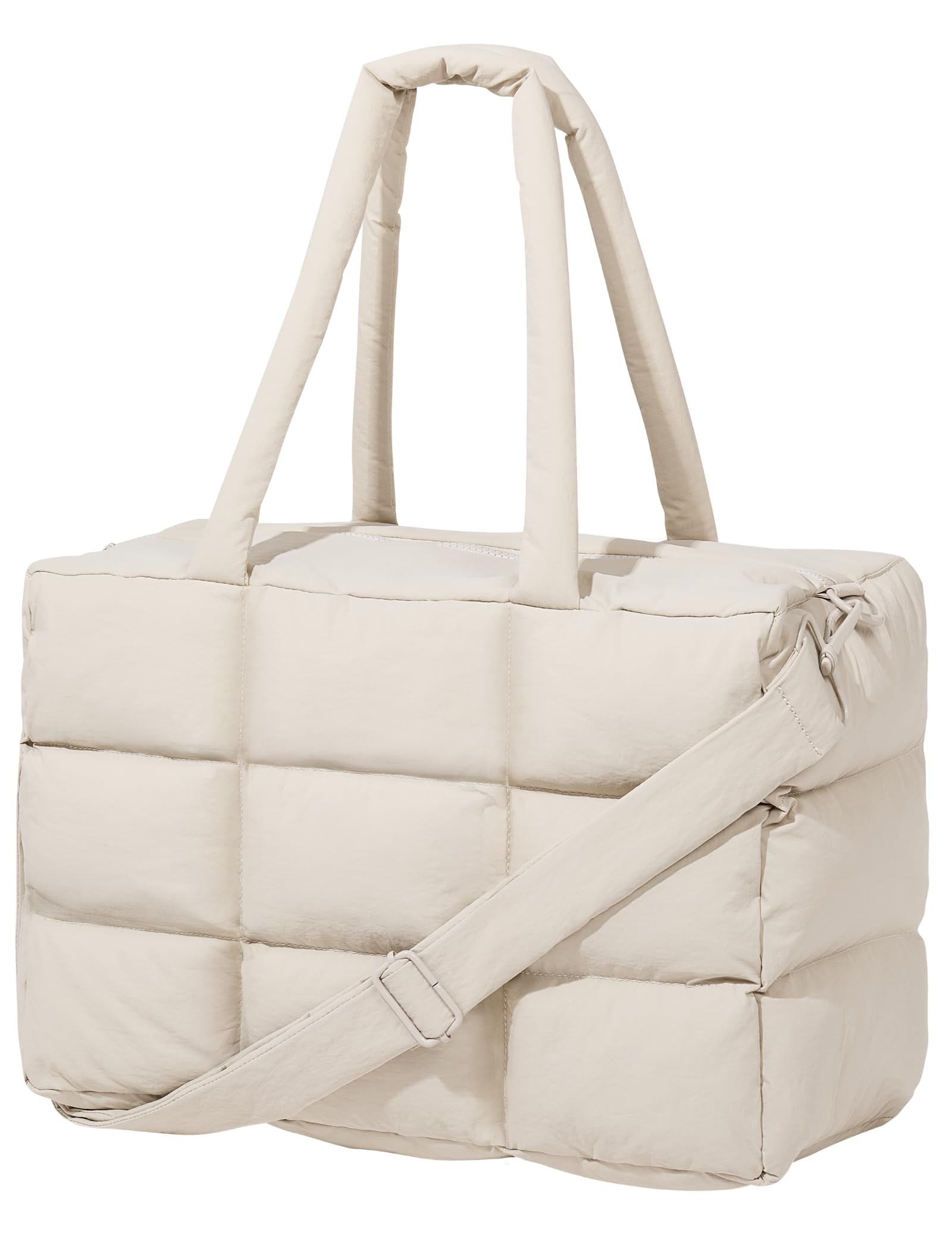 Quilted Puffer Tote Bag with Laptop Compartment - Work, Gym & Travel Carry-On