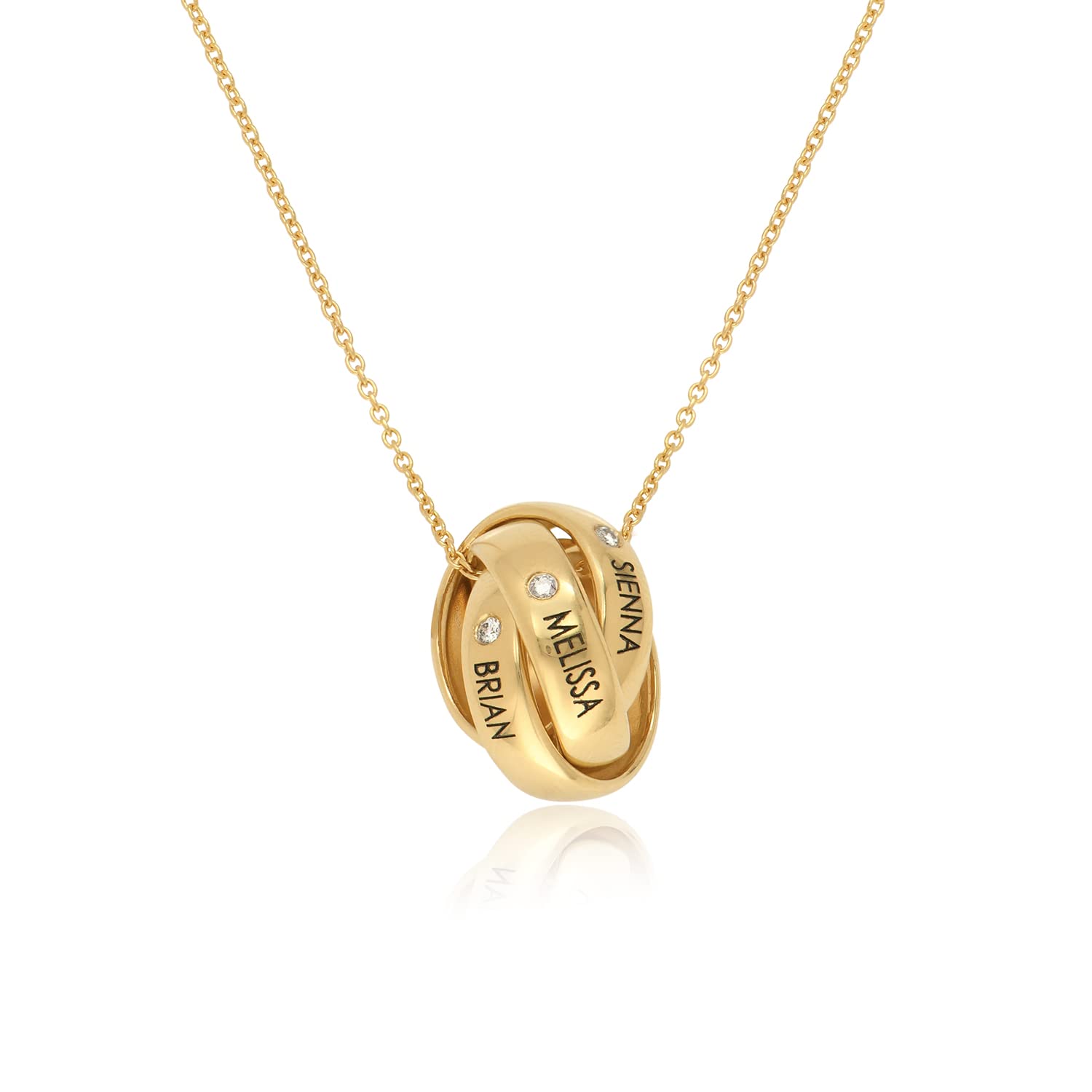 Personalized Interlocking Russian Trinity Necklace - Custom Name Engraved Three Rings Necklace in Sterling Silver, Gold & Rose Gold (With/Without Diamond) - Perfect Gift for Women, Mothers Day, Birthday & Anniversary Jewelry for Her