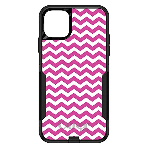 Hot Pink White Chevron Stripes Wave On Black Case