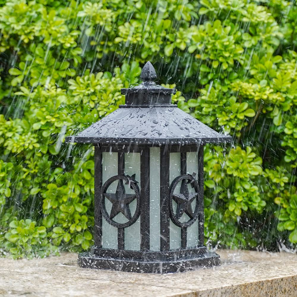 Victorian Style Outdoor Post Lamp - Waterproof Aluminum Garden Light with Glass Shade for Yard, Lawn & Landscape | IP65 Rainproof Pillar Lamp for Fence, Pathway & Patio Lighting