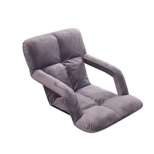 WoodShine Adjustable 6-Position Padded Floor Chair with Arms - Foldable Floor Seating for Gaming, Meditation & Reading - Ergonomic Back Support - 43