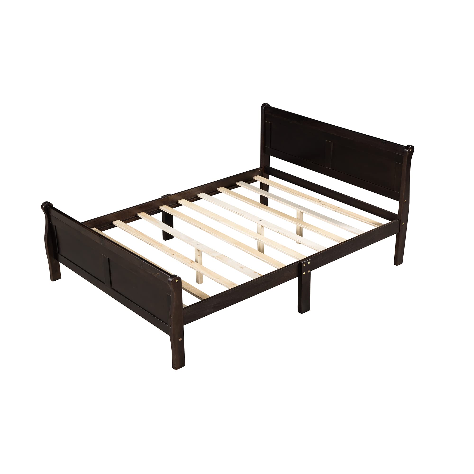 Harper & Bright Designs Queen Wood Platform Bed Frame with Headboard & Slats - No Box Spring Needed - Sturdy Support Legs for Bedroom, Guest Room & Dorm