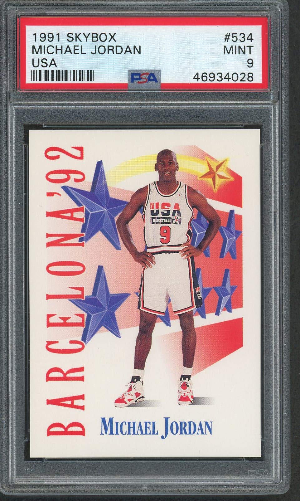 1991 Michael Jordan Team USA Skybox Basketball Card #534 PSA 9 Mint - Rare Collectible for Sports Memorabilia & Investment