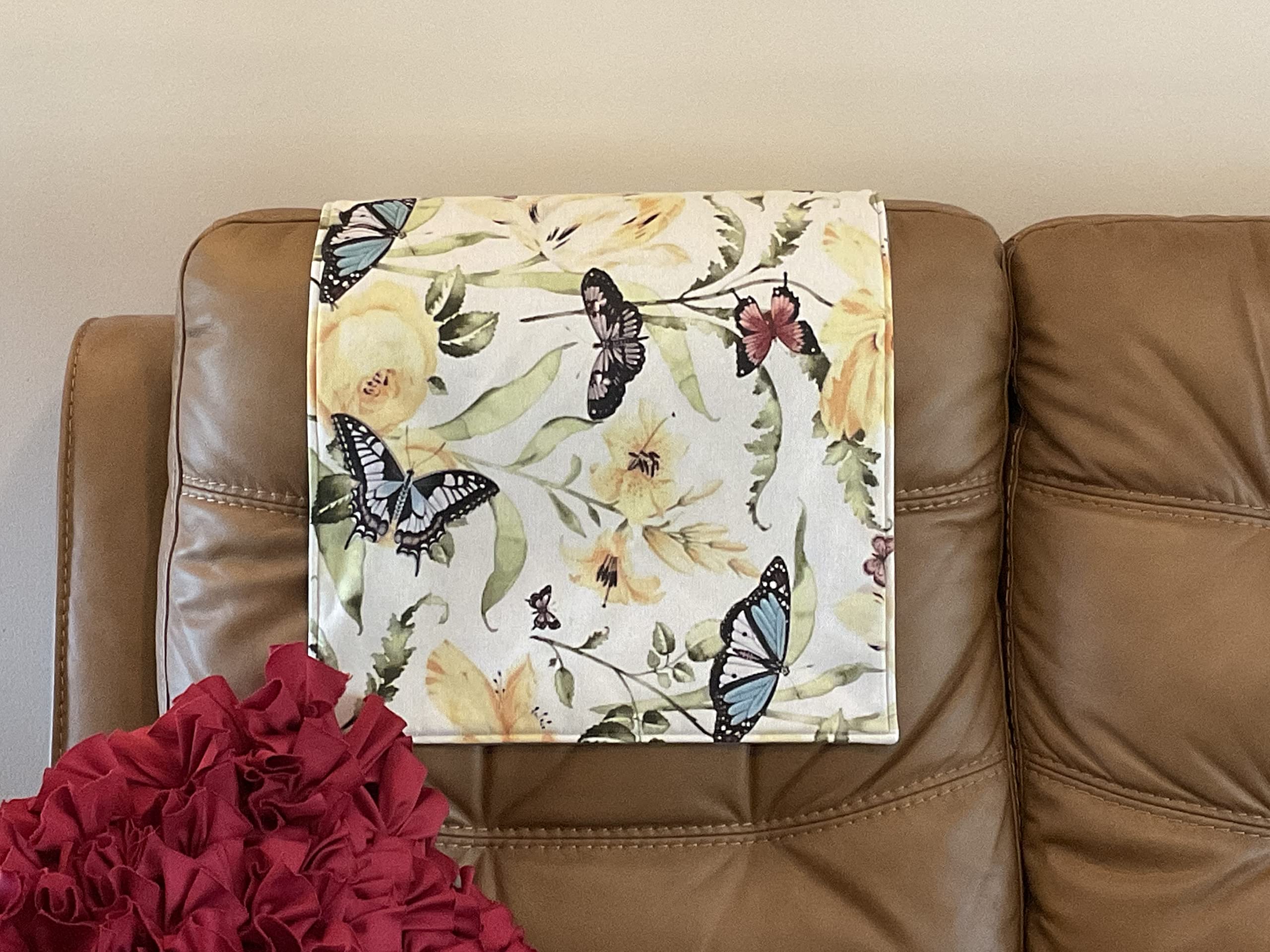 Butterfly Print Headrest Cover - Universal Fit for Recliners, Chairs, Sofas, Loveseats & Office Furniture - Premium Slipcover Protector for Home, RV & Theater Seating - Perfect Housewarming Gift (Bittlemen Co) - Great for Living Rooms, Home Theaters & Office Spaces