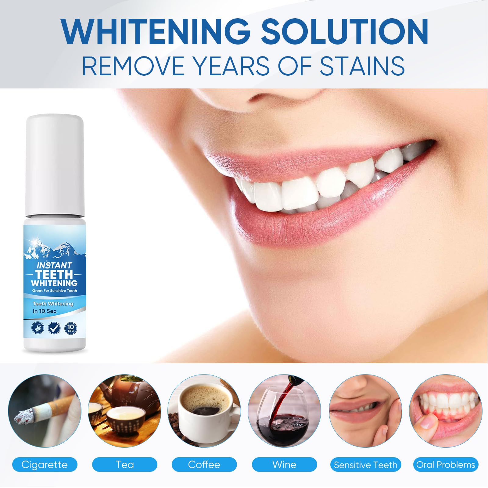 Instant Teeth Whitening Paint - Portable Tooth Polish for Uptight White Smile | On-the-Go Teeth Whitening Solution for Travel, Dates & Special Events