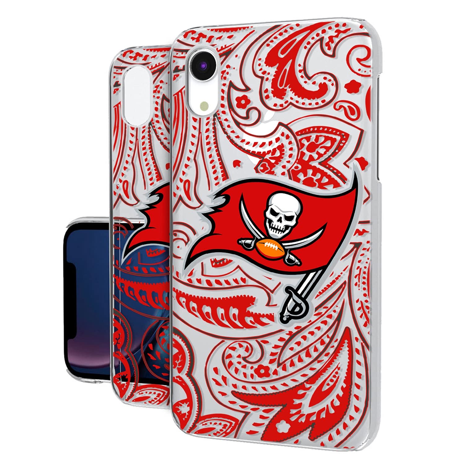 Tampa Bay Buccaneers iPhone Case - Clear Paisley Design Protective Cover for iPhone 12/13/14 Pro Max | NFL Football Team Phone Case for Fans & Supporters | Perfect for Game Day, Tailgating & Showing Team Spirit