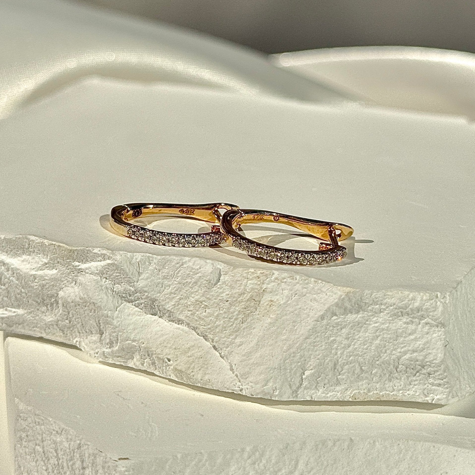 14K Yellow Gold Diamond Hoop Earrings for Women - Elegant Dainty Everyday Hoops for Gifts, Parties & Special Occasions