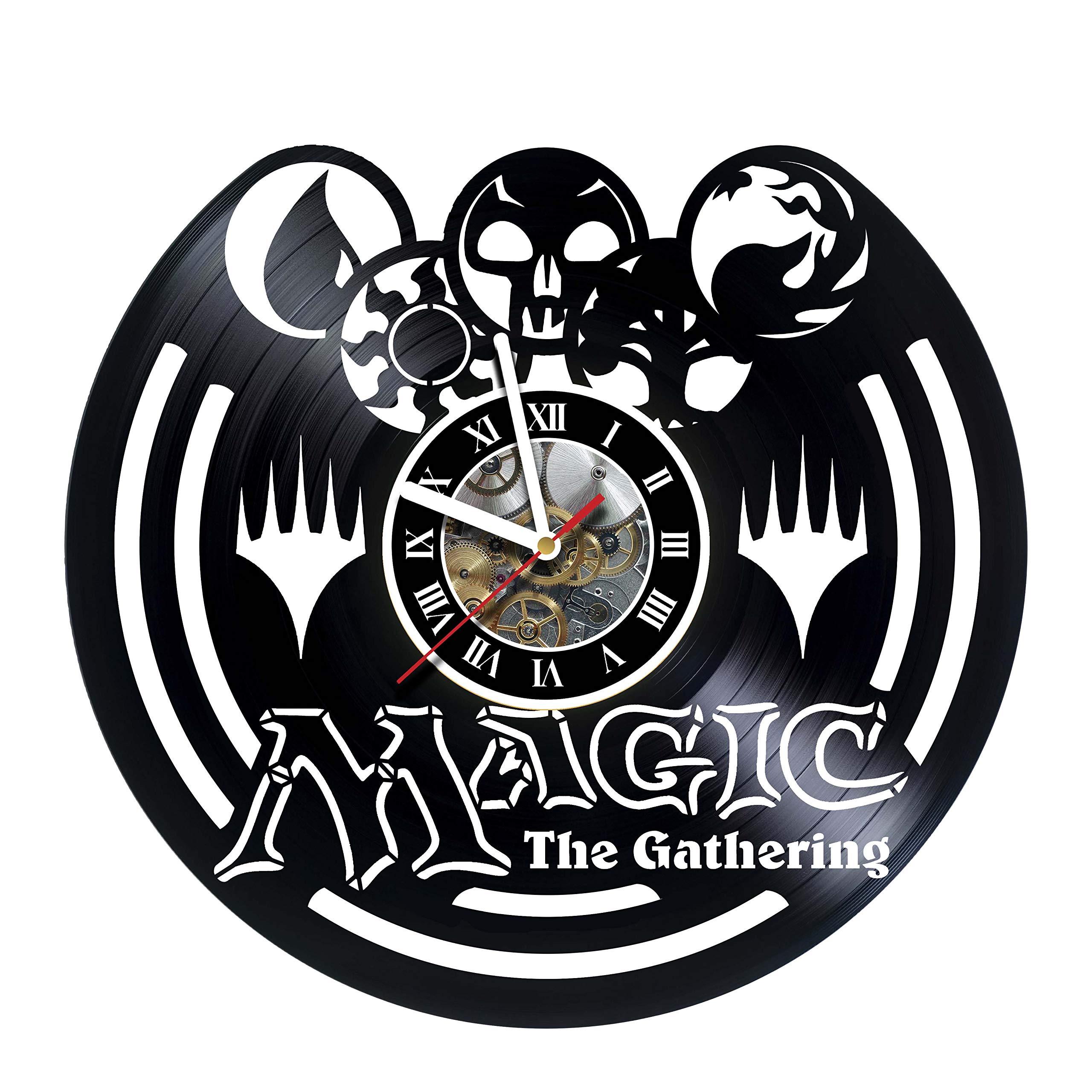 Magic The Gathering Vinyl Record Wall Clock - Handmade Silent Non-Ticking Wall Art for Home & Office Decor | Unique Gift for Boss, Dad, Mom, Boyfriend & Girlfriend | Perfect for Game Rooms, Living Rooms & Bedrooms