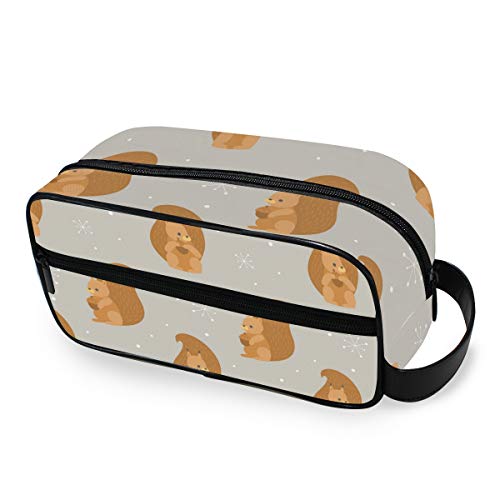 Cute Cartoon Squirrel Winter Print Travel Toiletry Bag for Women & Men - Waterproof Cosmetic Makeup Organizer Pouch - Perfect for Business Trips, Vacations & Gym Use