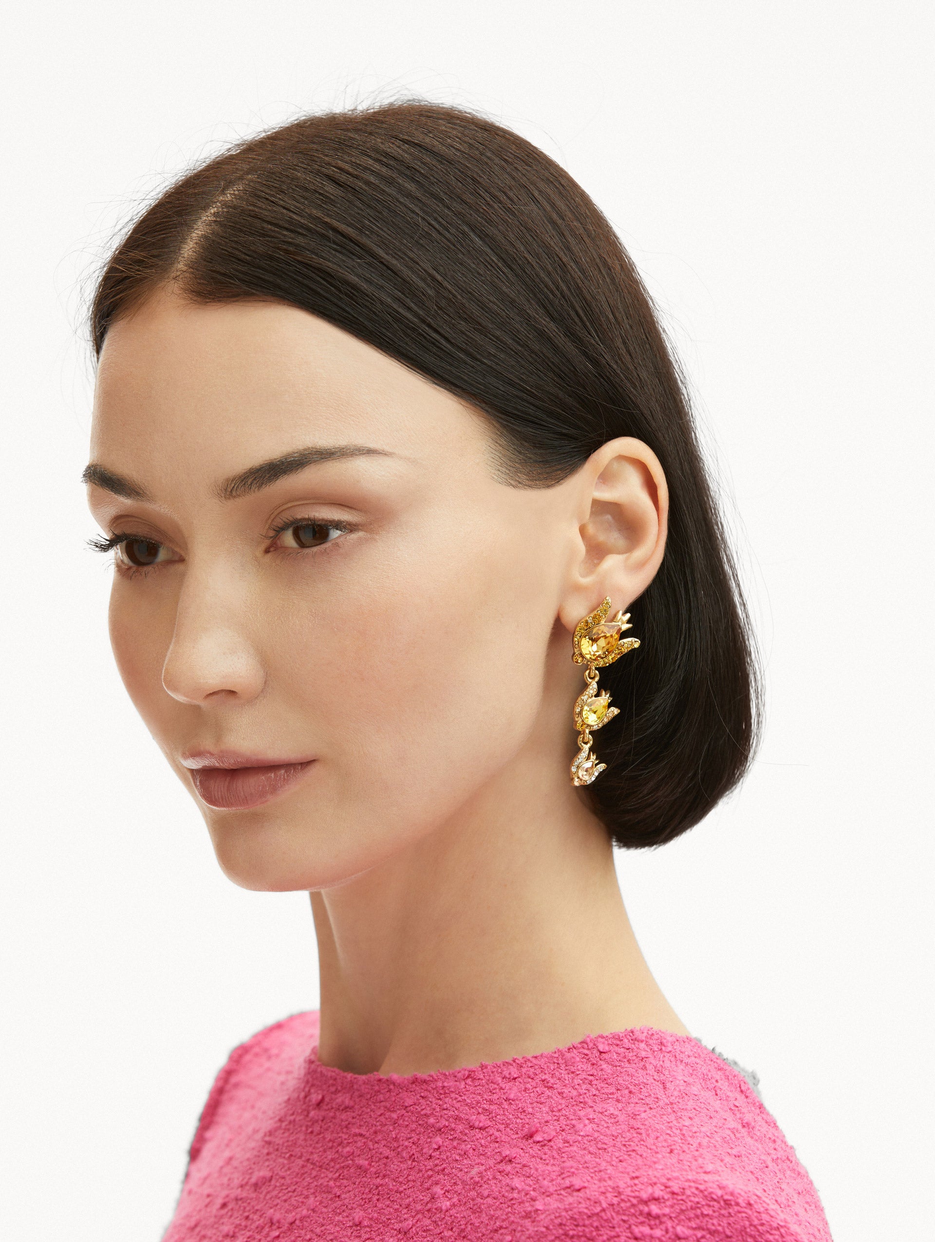 Exquisite Crystal Rose Drop Earrings for Women - Elegant Dangling Earrings for Weddings, Parties & Special Occasions