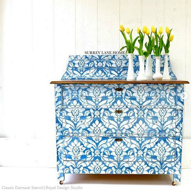 Classic Damask Stencil for DIY Home Decor, Wall Painting, and Furniture Upcycling | Reusable Decorative Template for Crafts and Art Projects
