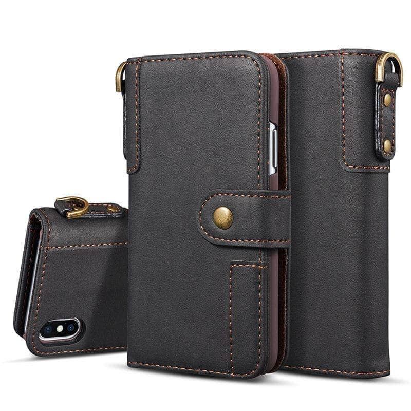 Genuine Cow Leather iPhone 12 Flip Wallet Case - Slim Protective Cover with Card Slots | Perfect for Business Travel & Everyday Use