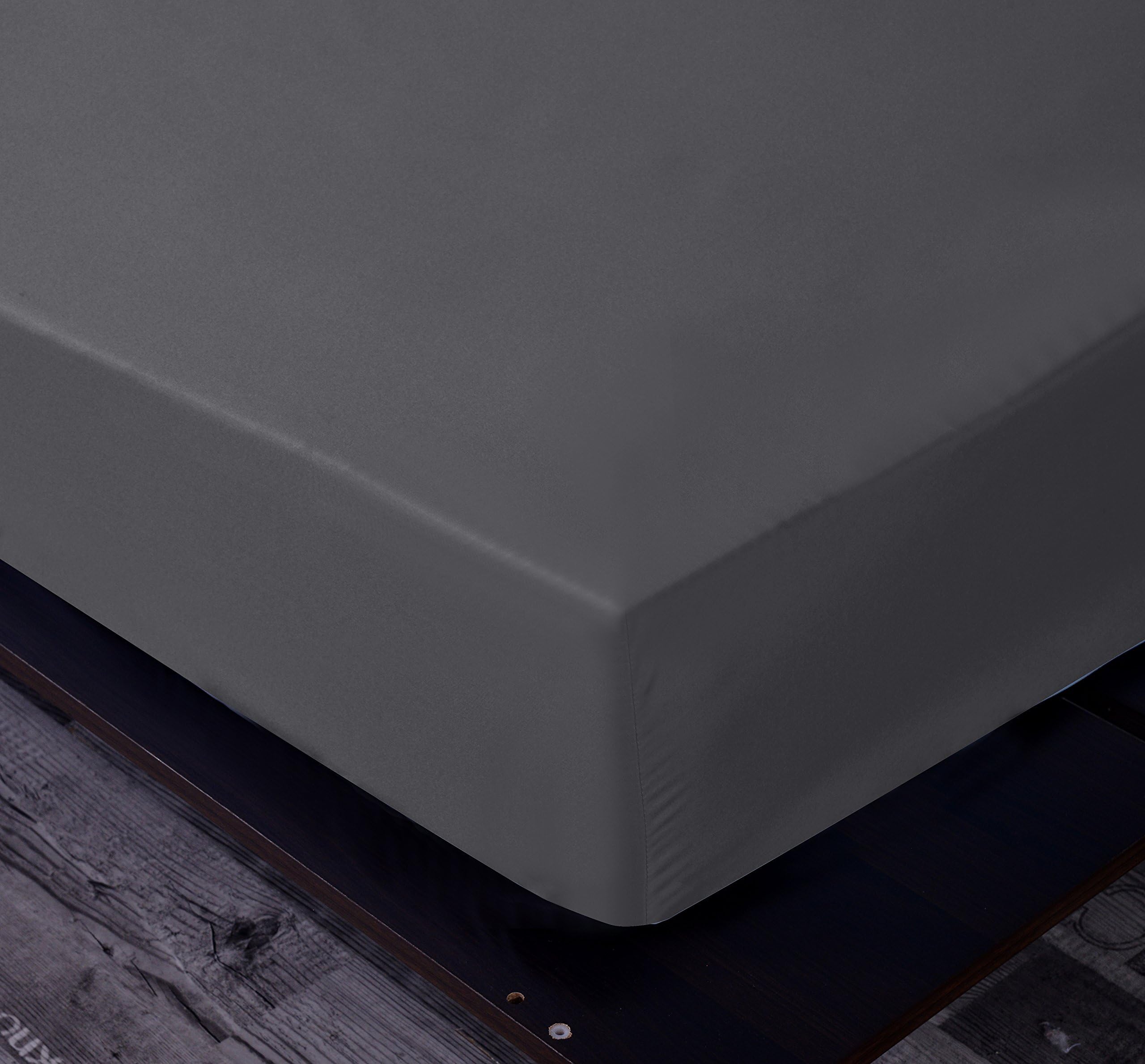 NHNHN Deep Pocket Fitted Sheet Queen Size - Soft Microfiber Bed Sheet with Shrink & Fade Resistance - Easy Care Wrinkle-Free Sheets for Women, Teens & Kids - Dark Grey (1 Piece) - Perfect for Guest Rooms, Dorms & Everyday Comfort